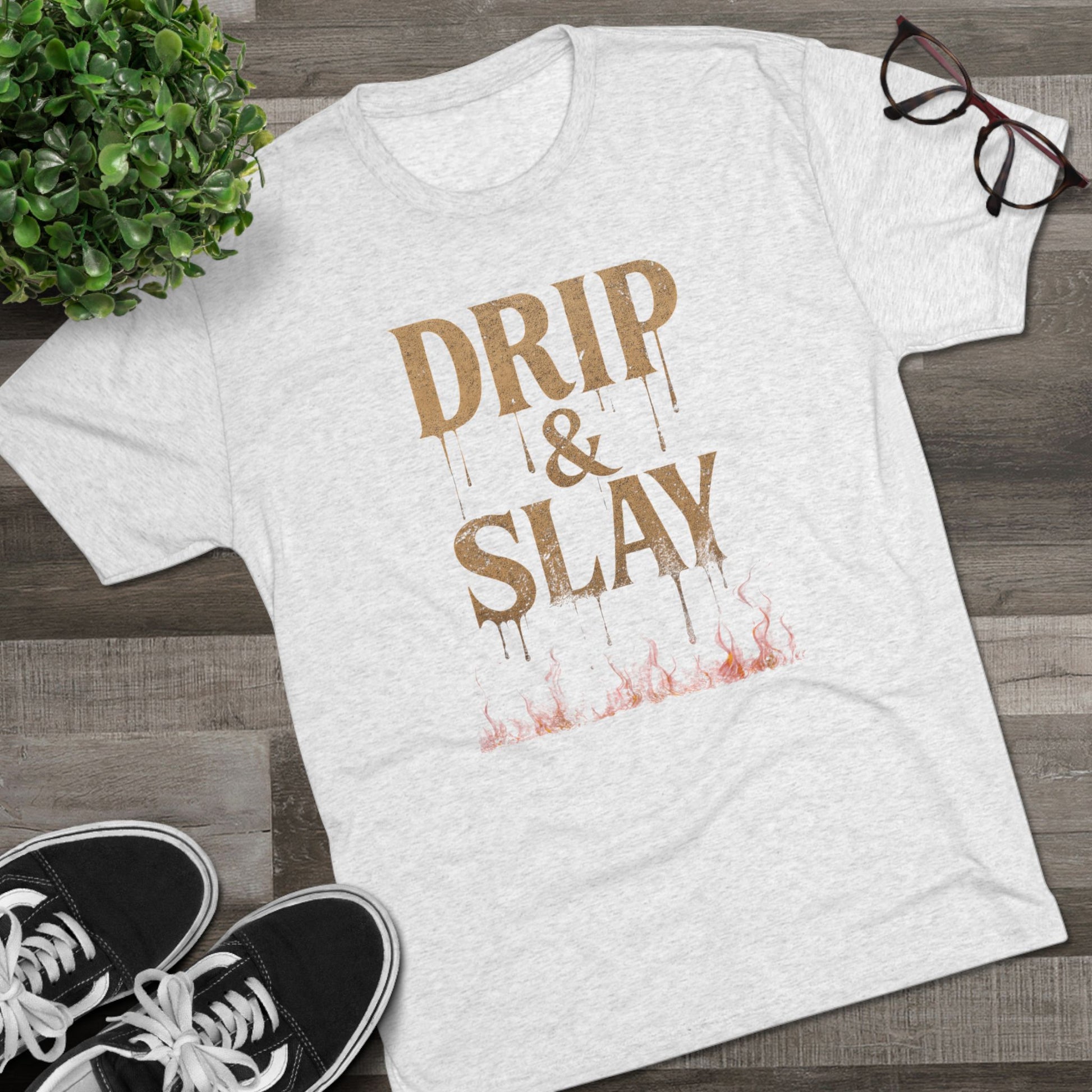 Drip & Slay Fire Unisex Tshirt Crew Printed Tee Shirt - Trendy Style, Graphic Tee, Fashion Statement, Casual Wear, Gift for Her