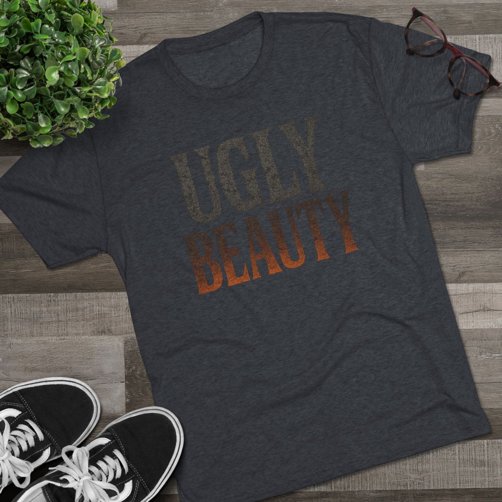 Ugly Beauty Unisex Tri-Blend Crew Tee - "Ugly Beauty" T-Shirt, Casual Wear, Gift for Friends, Statement Clothing, Everyday Fashion, Trendy Apparel