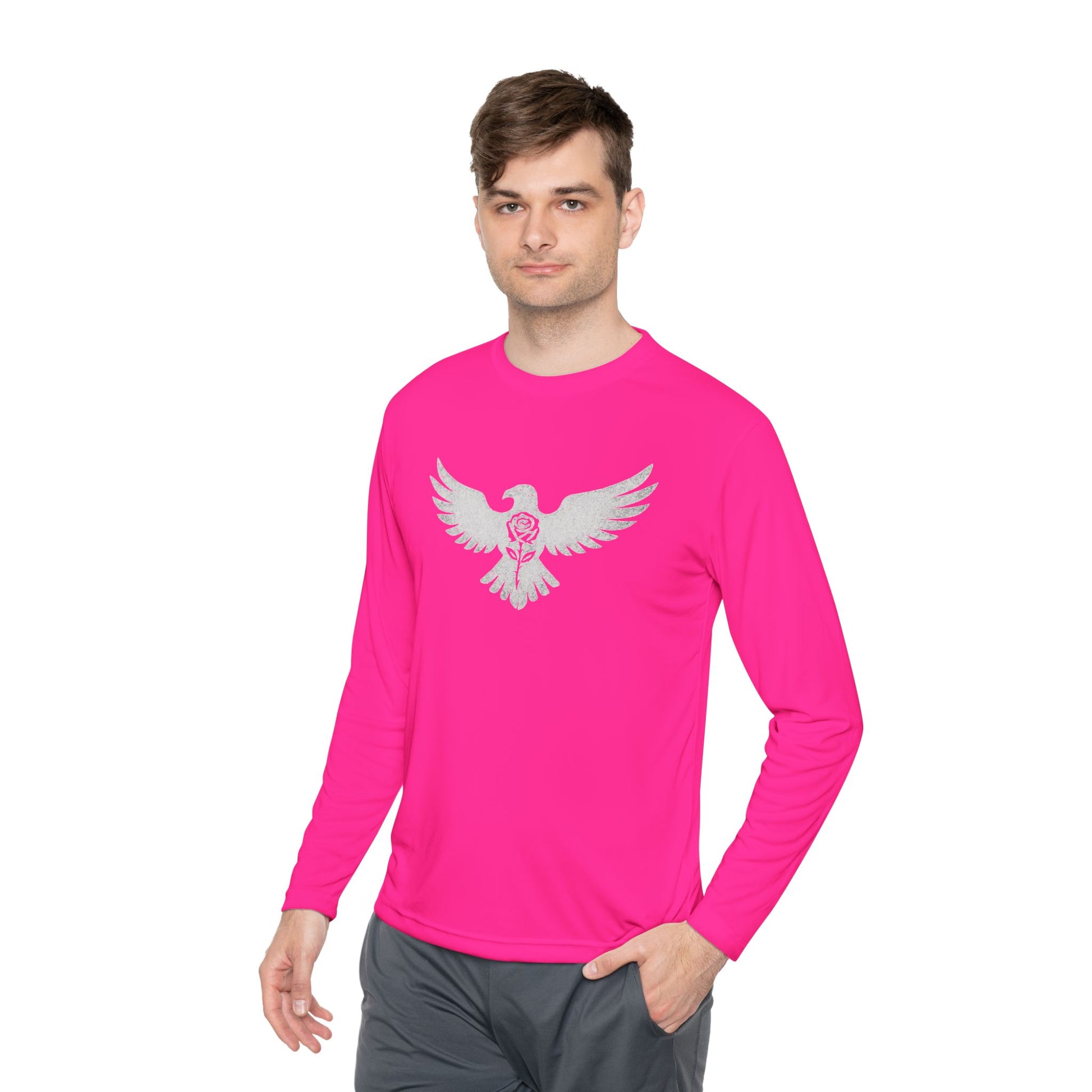 Break Free Empire Phoenix Rose Lightweight Long Sleeve Tee with Eagle Design | Perfect for Nature Lovers, Gifts, Casual Wear, Hiking, and Outdoor Activities