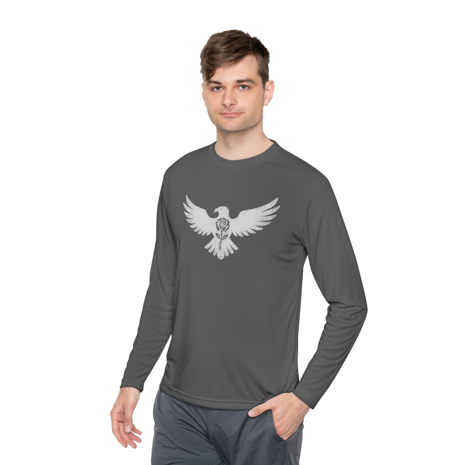Break Free Empire Phoenix Rose Lightweight Long Sleeve Tee with Eagle Design | Perfect for Nature Lovers, Gifts, Casual Wear, Hiking, and Outdoor Activities