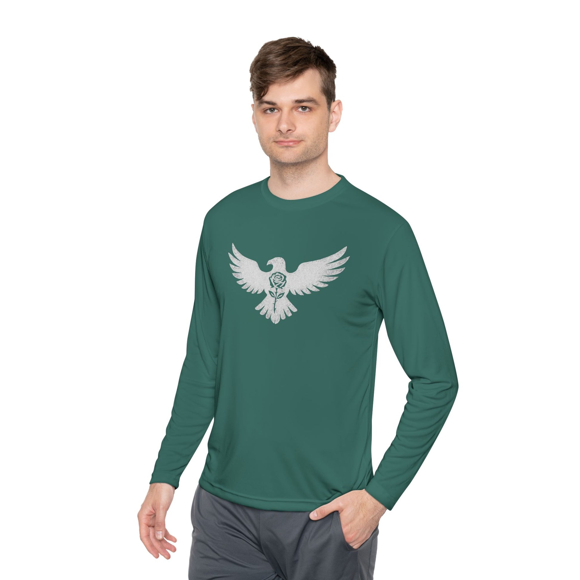 Break Free Empire Phoenix Rose Lightweight Long Sleeve Tee with Eagle Design | Perfect for Nature Lovers, Gifts, Casual Wear, Hiking, and Outdoor Activities