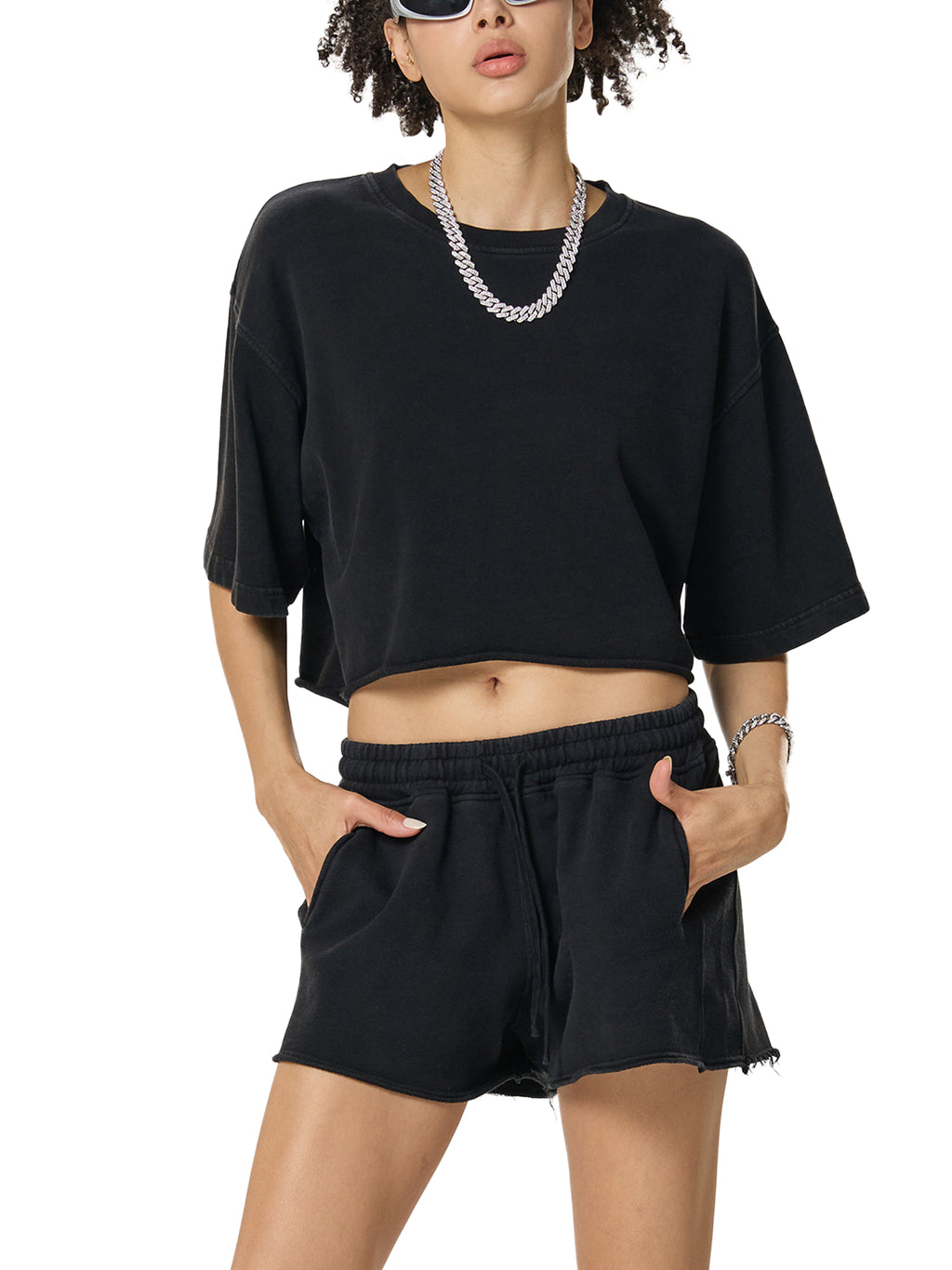 Drip & Slay Snow Washed Raw Edge Crop Top | Phoenix Collection