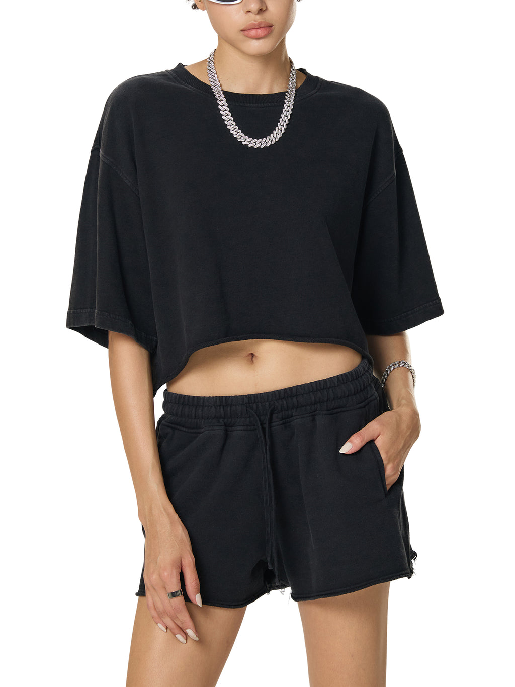 Drip & Slay Snow Washed Raw Edge Crop Top | Phoenix Collection