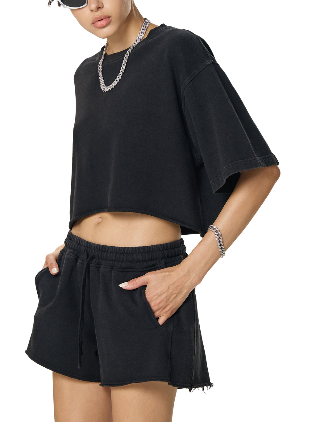 Drip & Slay Snow Washed Raw Edge Crop Top | Phoenix Collection
